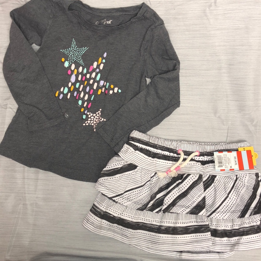 Grey & White Skirt Girls XS 4/5 Cat & Jack NWT
